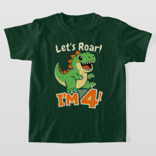 T-shirt Joli Dinosaure 4ème Anniversaire Rugissement Vert