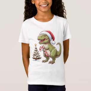 T-Shirt Joli dinosaure en canne de bonbon de Noël