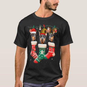 T-shirt Joli Doberman De Noël En Sock Xmas Reindeer Sant
