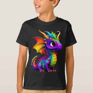 T-shirt Joli Dragon Arc-en-Ciel - Hommes Femmes Adolescent