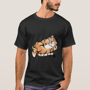 T-shirt Joli Drôle Cartographie Gros Tiger Se Poser Manger