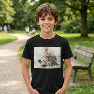T-shirt Joli et mignon chaton dormant à l'aquarelle