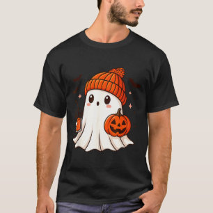 T-shirt Joli fantôme avec bonnet tenant un café à la citro