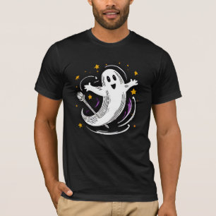 T-shirt Joli Fantôme Dansant Balai Magique Étoiles Hallowe