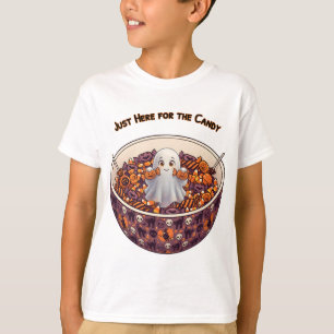 T-shirt Joli fantôme d'Halloween dans un bol de bonbons