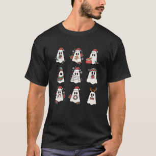 T-shirt Joli Fantôme Éffrayant Noël Santa Hat Funny Famill