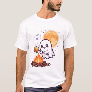 T-shirt Joli Fantôme Faisant Griller des Guimauves sur un