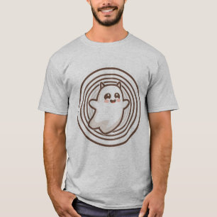 T-shirt Joli fantôme Kawaii avec fond à cercles concentriq
