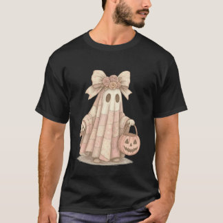 T-shirt Joli Fantôme Pastel avec un Nœud Coquette Citrouil