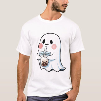 T-shirt Joli fantôme tenant du thé aux bulles de boba Tea 