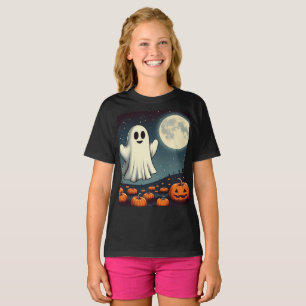 T-shirt Joli fantôme vintage et citrouille d'art Halloween