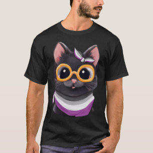 T-shirt Joli félin Asexuel Fierté avec drapeau Ace C