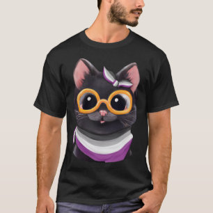 T-shirt Joli félin Asexuel Fierté avec drapeau Ace C