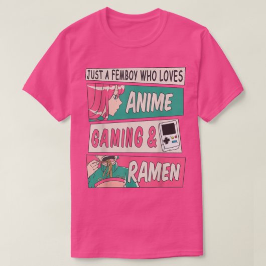 T-shirt Joli Femboy Anime Jeu & Ramen Design Sissy Man (Design devant)