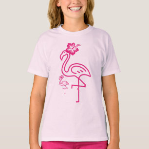 T-shirt Joli Flamant rose pour filles d'été