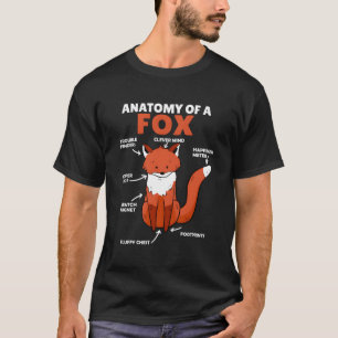 T-shirt Joli Fox Explication Anatomie D'Un Renard