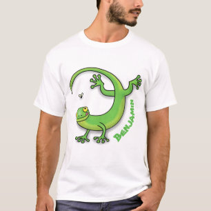 T-shirt Joli gecko vert salutations avec dessin animé