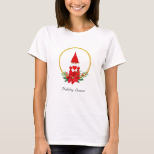 T-shirt Joli gnome de Noël sur couronne dorée