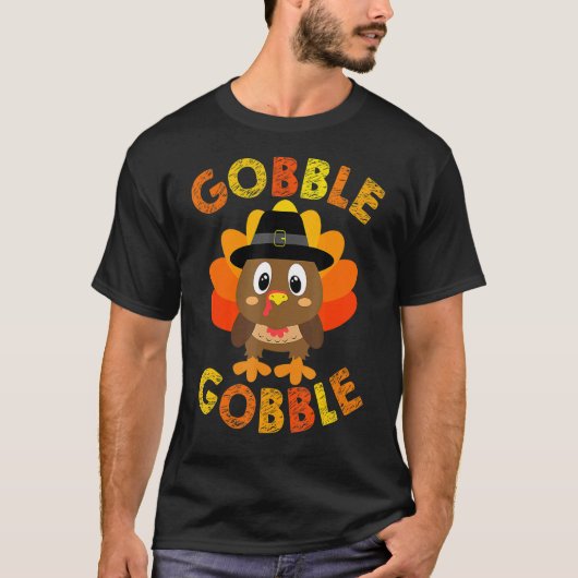 T-shirt Joli Gobble Gobble Turquie Pèlerin petits garçons (Devant)