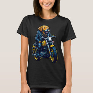 T-shirt Joli golden retriever conduit une moto à Noël