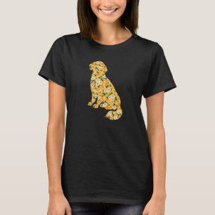 T-shirt Joli Golden Retriever Flower Floral Silhouette Chi
