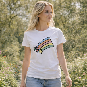 T-shirt Joli graphique vintage céleste d'étoiles filantes