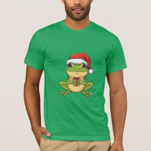 T-shirt Joli grenouille de Noël avec chapeau de Père Noël