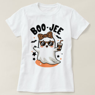 T-shirt Joli Halloween Ghost Design avec Empreinte de léop