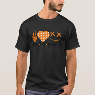 T-shirt Joli Halloween Paix Amour et Gnome Automne Filles