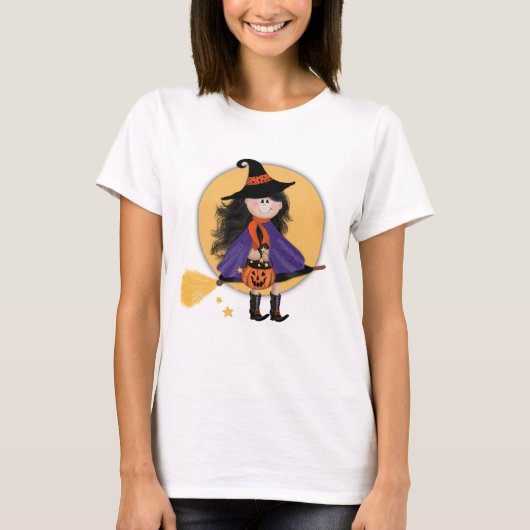 T-shirt Joli Halloween Witch Moon Citrouille Amusant (Devant)