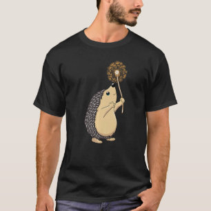 T-shirt Joli Hérisson Tenant Une Fleur De Dandelion
