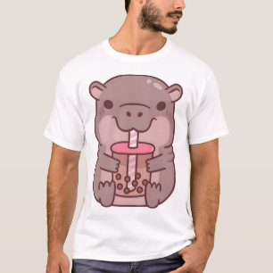 T-shirt Joli Hippo Boire du thé à bulle