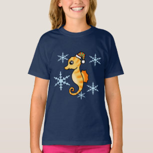 T-shirt Joli hippocampe flocon de neige de Noël d'hiver