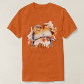 T-shirt Joli Inséparables Design Automne Fleur Feuille Sim (Design devant)