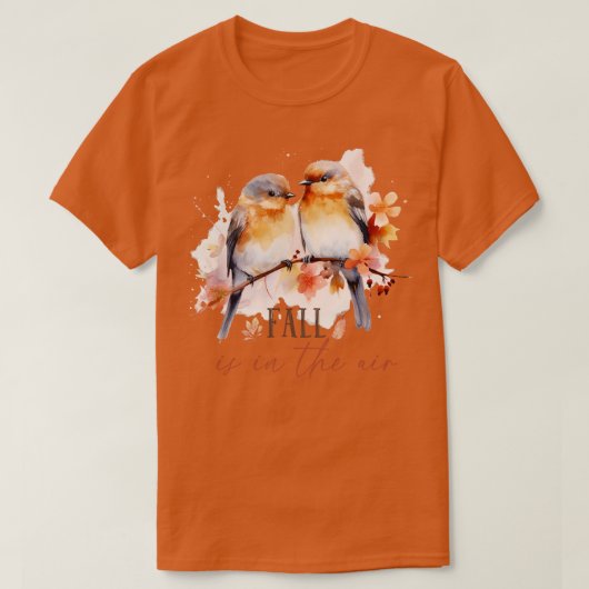 T-shirt Joli Inséparables Design Automne Fleur Feuille Sim (Design devant)