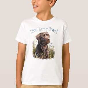 T-shirt Joli labrador chocolat floral