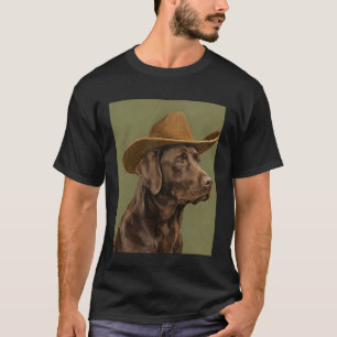 T-shirt Joli Labrador Retriever portant un chapeau de cowb