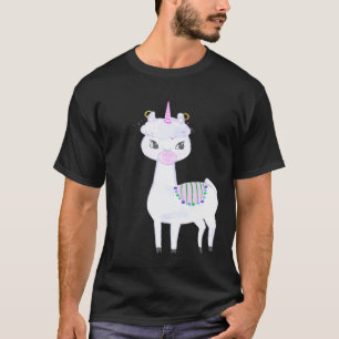 T-shirt Joli Lama Licorne ou Llamacorne Rose