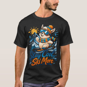 T-shirt Joli Lama Skiant Restez Cool Skiez Plus Design