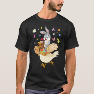T-shirt Joli Lapin à Vélo Chasse Poules Agriculteurs Œufs