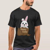 T-shirt Joli lapin blanc dans un oeuf au chocolat Joyeux P (Devant)