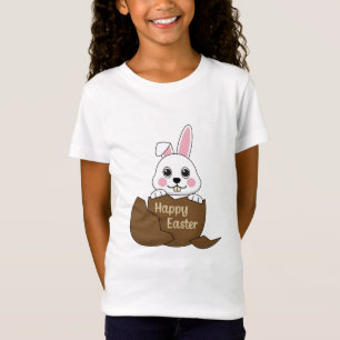 T-Shirt Joli lapin blanc dans un oeuf au chocolat Joyeux P