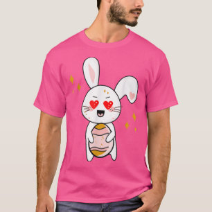 T-shirt Joli Lapin Coloré Face Tie Dye Rouge Coeur Fleur