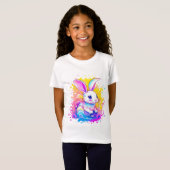 T-Shirt Joli lapin de dessin animé sur arrière - plan colo (Devant entier)