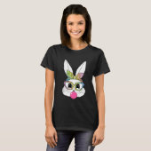 T-shirt Joli lapin lapin Visage Tie Tee Lunettes Fille Heu (Devant entier)