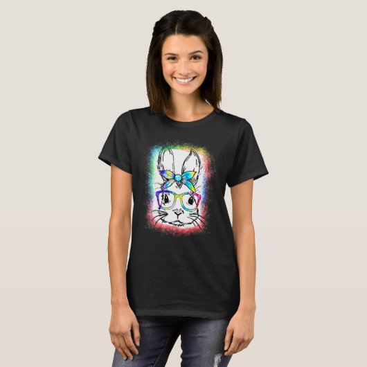 T-shirt Joli lapin Rabbit Face Tie Dye Lunettes Bandana Ea (Devant entier)