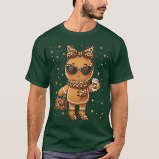 T-shirt Joli léopard en pain d'épice Noël Xmas Fille Femme