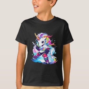 T-shirt Joli licorne de sport de football sur glace 