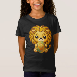 T-Shirt Joli Lion en Papier Découpé 3D avec Mandala Orné d