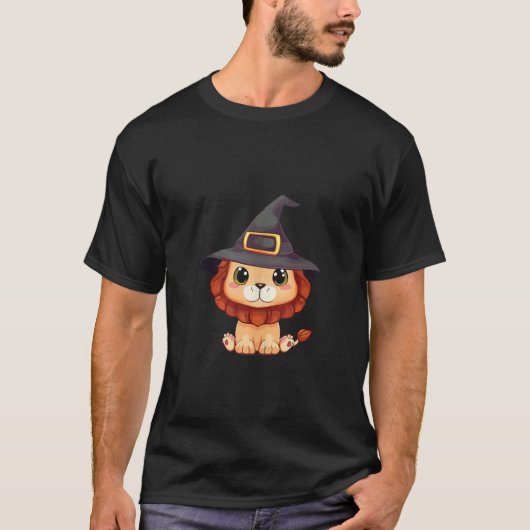 T-shirt Joli Lion Halloween 2023 Casquette De Sorcière Cos (Devant)